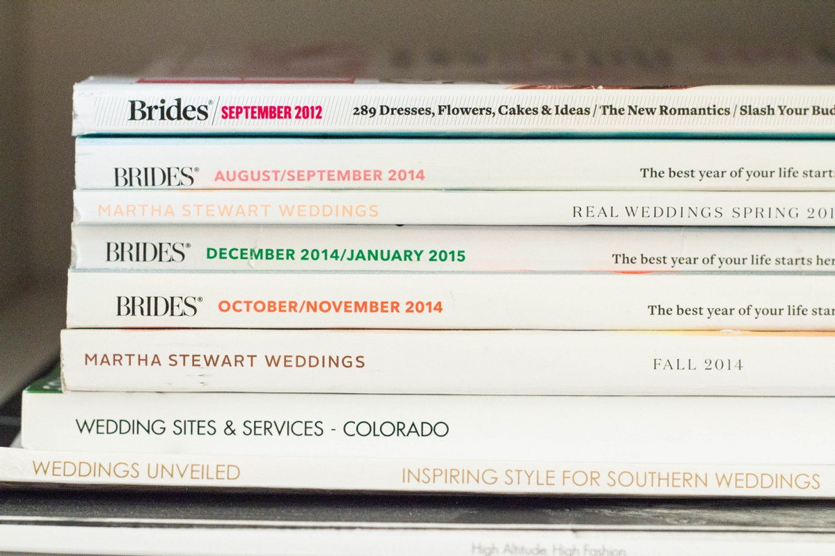 A Stack of Wedding Magazines | Photography by Christie Osborne for Mountainside Media